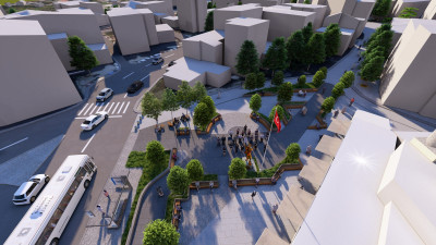 Kemerburgaz Meydanı'nda yenileme çalışmaları devam ediyor